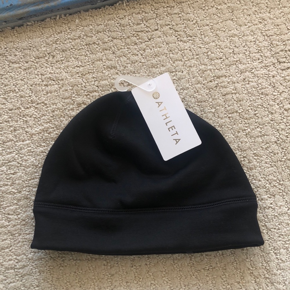 Athleta Black Softshell Beanie NWT